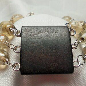 Handmade jewelry set with 3 rows bracelet and earrings with elk bone beads